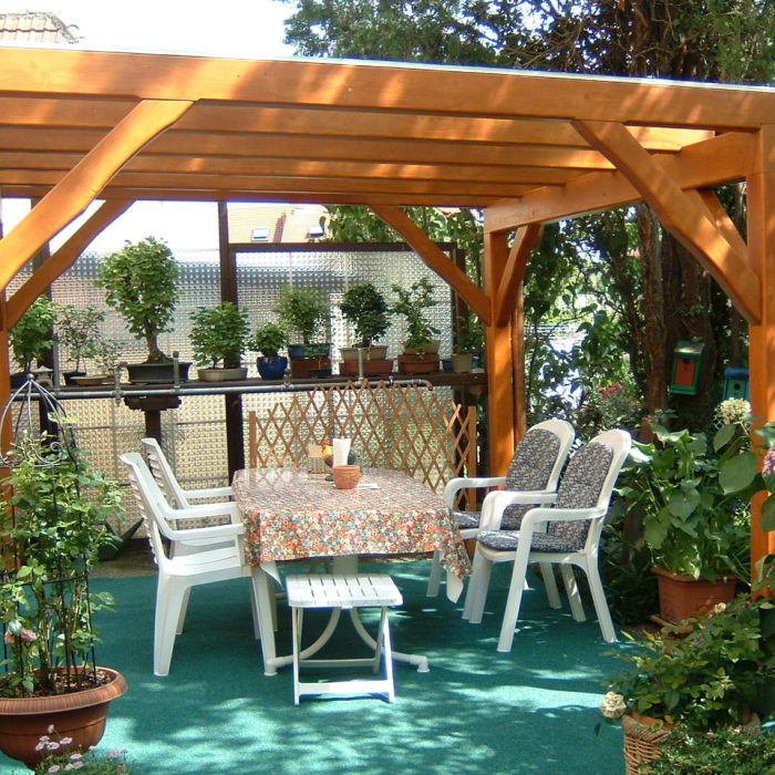 MANZ Pergola mit geraden Sparren und Glasdach